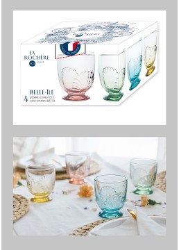 Gift box 4 colored Belle Ile tumblers 