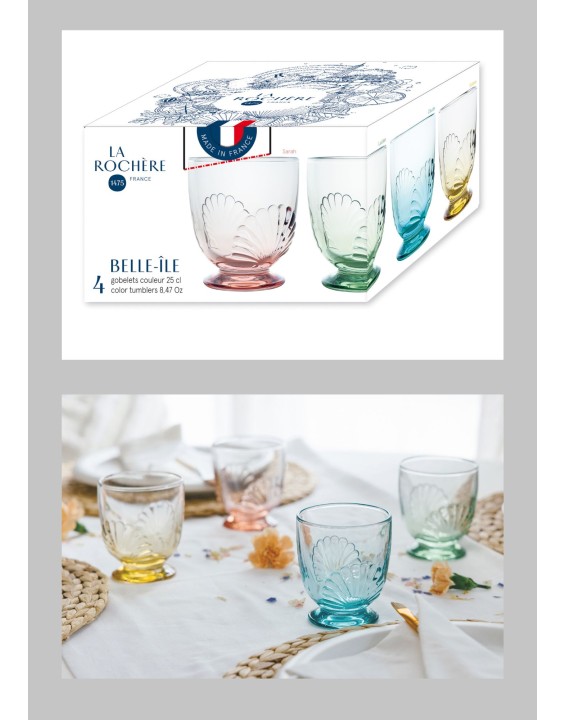 Gift box 4 colored Belle Ile tumblers 
