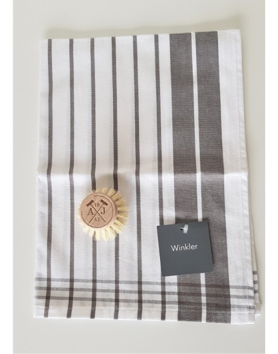 Tea towel grey stripes