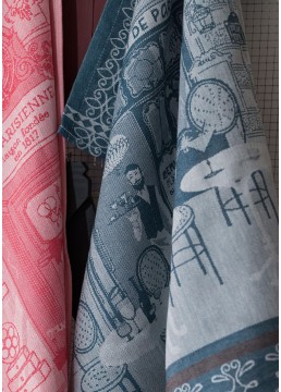Tea towel jacquard bistrot blue