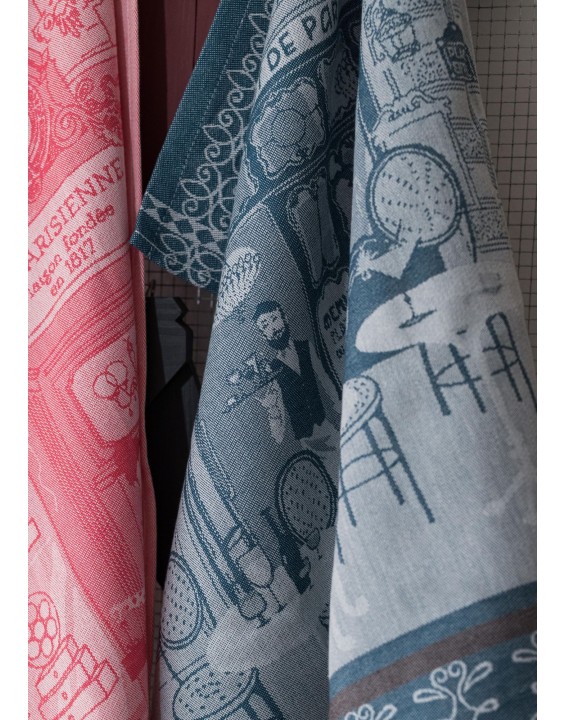 Tea towel jacquard bistrot blue