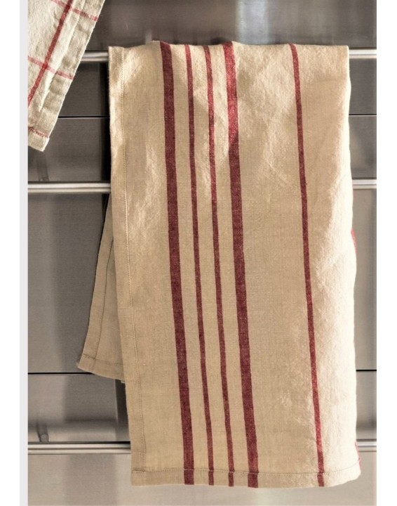 Tea towel red linen